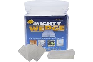 Mighty Wedge Soft Plastic Shims - Made in USA - Furniture Levelers, Toilet Shims, & Table Levelers - Furniture Shims, Table Shims, & Leveling Shims- Soft Flexible Plastic (Clear 25 Count)