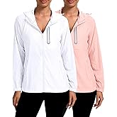 Simlakey 2 Pack Women's UPF 50+ UV Sun Protection Hoodie Jackets SPF Lightweight Sun Shirt with Pocket Full Zip Hiking Hoodie