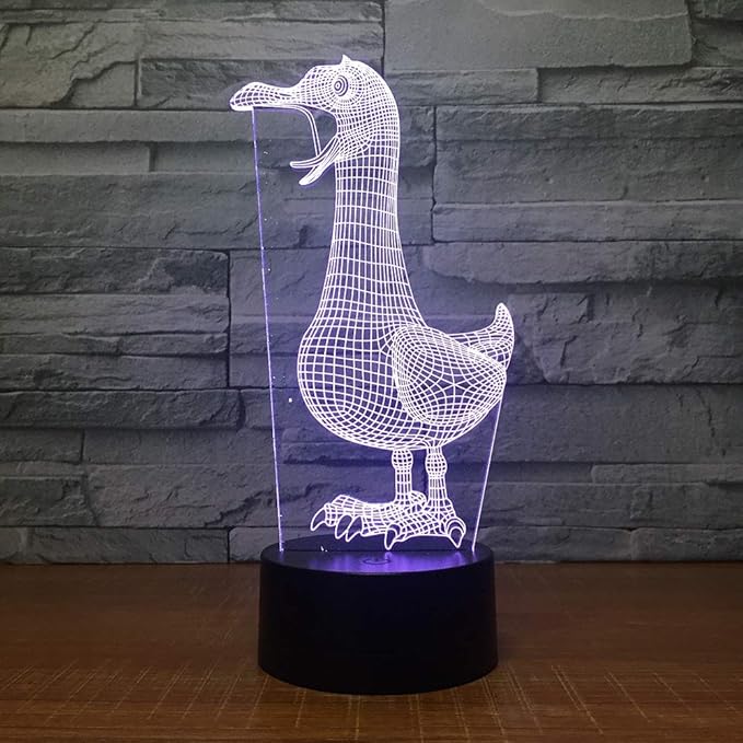 Luz de noche 3D, carga de animales Pato creativo Lámpara para niños