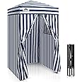 EAGLE PEAK Flex Ultra Compact 4x4 Pop-up Canopy, Sun Shelter, Changing Room, Portable Privacy Canopy Cabana for Pool, Fashion Photoshoots, or Camping, White/Blue