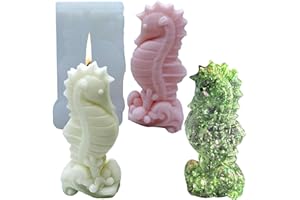 ZQYSING Sea Candle Molds, Seahorse Silicone Molds for Hippocampus Candle, Soap, Epoxy Resin Casting Ocean Style Handmade Gift