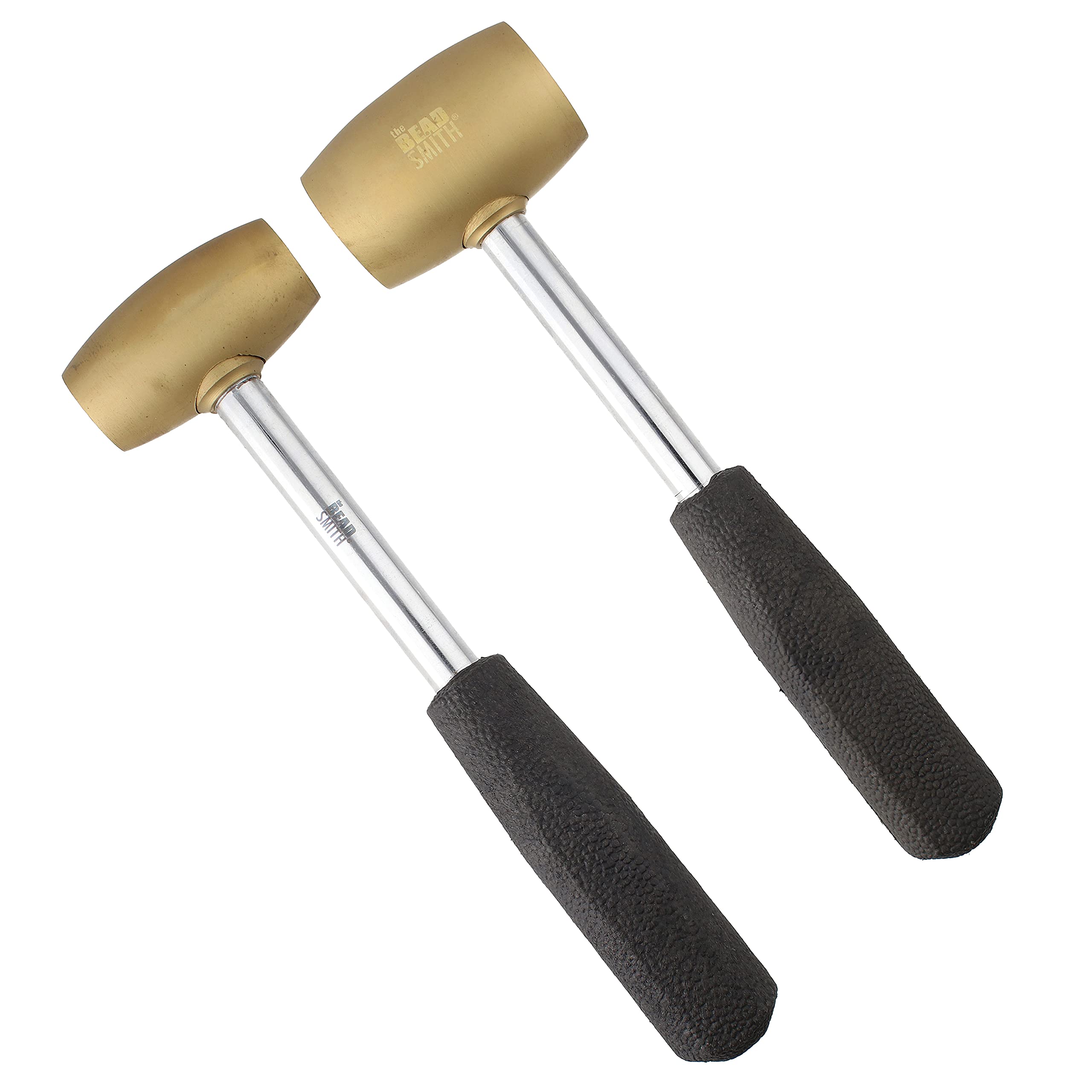 The Beadsmith Brass Mallet Combo - Metal Elements – Two Pack: 1lb Head with 24mm face & 2lb Head with 38mm face - Brass and Sheet Metal Hammers for Dapping, Chasing and Light Stamping