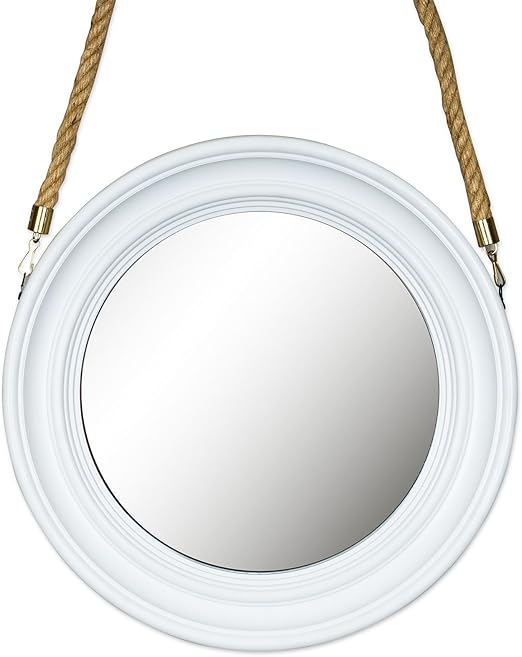 Levandeo Spiegel 40cm Rund Wandspiegel Flurspiegel Weiss Mit Kordel Wanddeko Deko Badspiegel Amazon De Kuche Haushalt