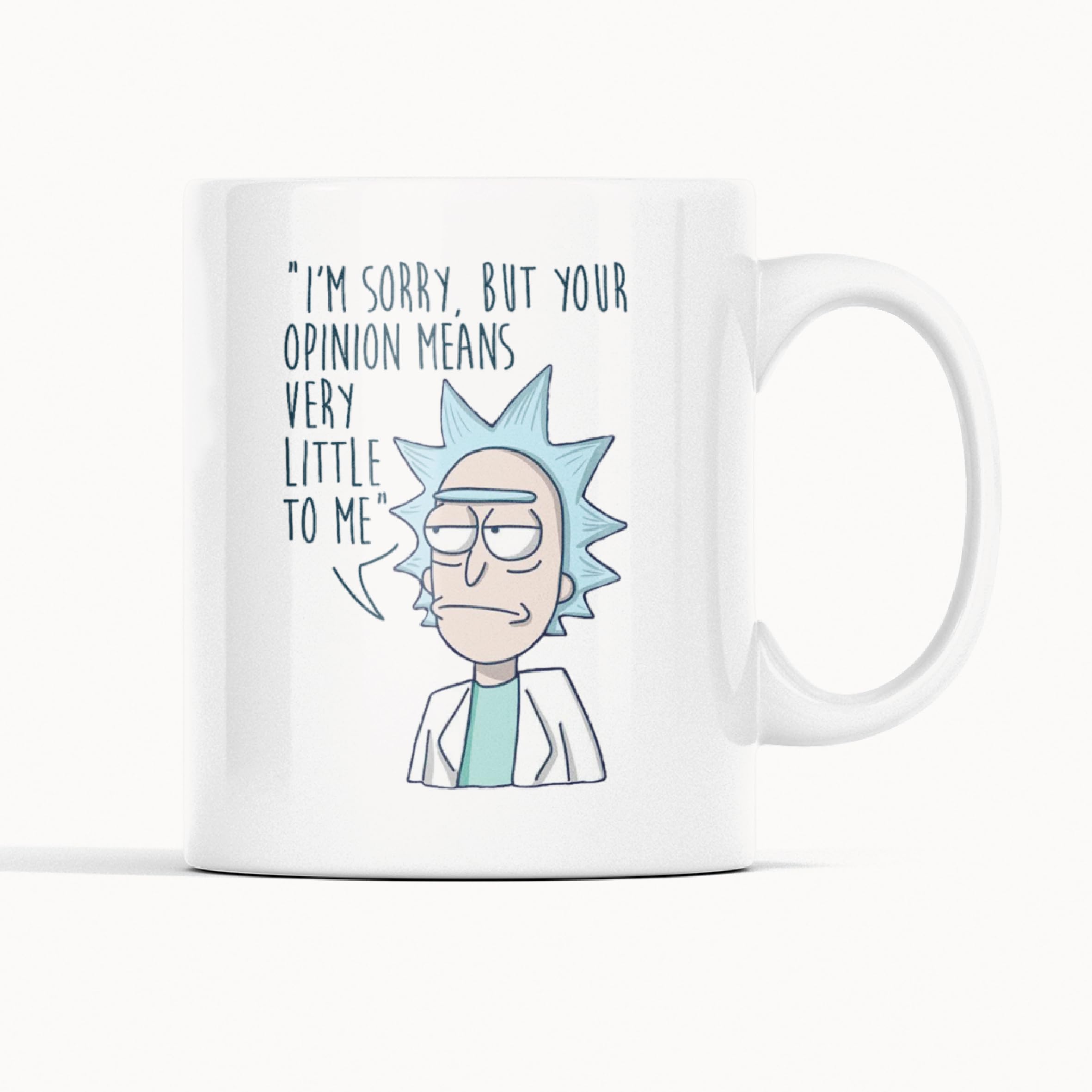 Lewistons-Of-London Rick And Morty Gift Coffee Tea New Office Kitchen Birthday DVD tv Tshirt Novelty Ceramic White Cup 11oz Mug - Opinion Means Little To Me Quote