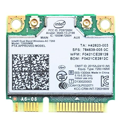 i10 GB Intel Dual Band Wireless-AC 7260 2x2 AC + Bluetooth 4.0 p/n 7260-HMW