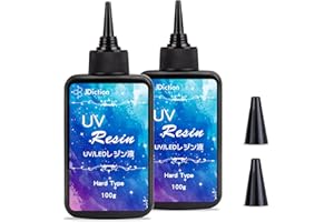JDICTION UV Resin, 2 PCS Upgrade Ultraviolet Epoxy Resin Crystal Clear Hard Glue Solar Cure Sunlight Activated Resin for Handmade Jewelry, DIY Craft Decoration, Casting and Coating(200g)