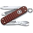 Victorinox Classic SD Precious Alox Swiss Army Knife, Compact 5 Function Swiss Made Pocket Knife with Small Blade, Screwdriver and Key Ring - Hazel Brown