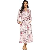 MizzGenio Women's Long Silk Robes Lightweight Long Satin Robes Full Length Sleepwear Dressing Gown