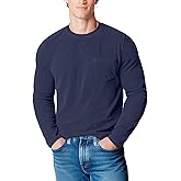 Zengjo Mens Waffle Long Sleeve Shirt Crew Neck Casual Midweight T-Shirt with Pocket Soft Thermal Layering Tees
