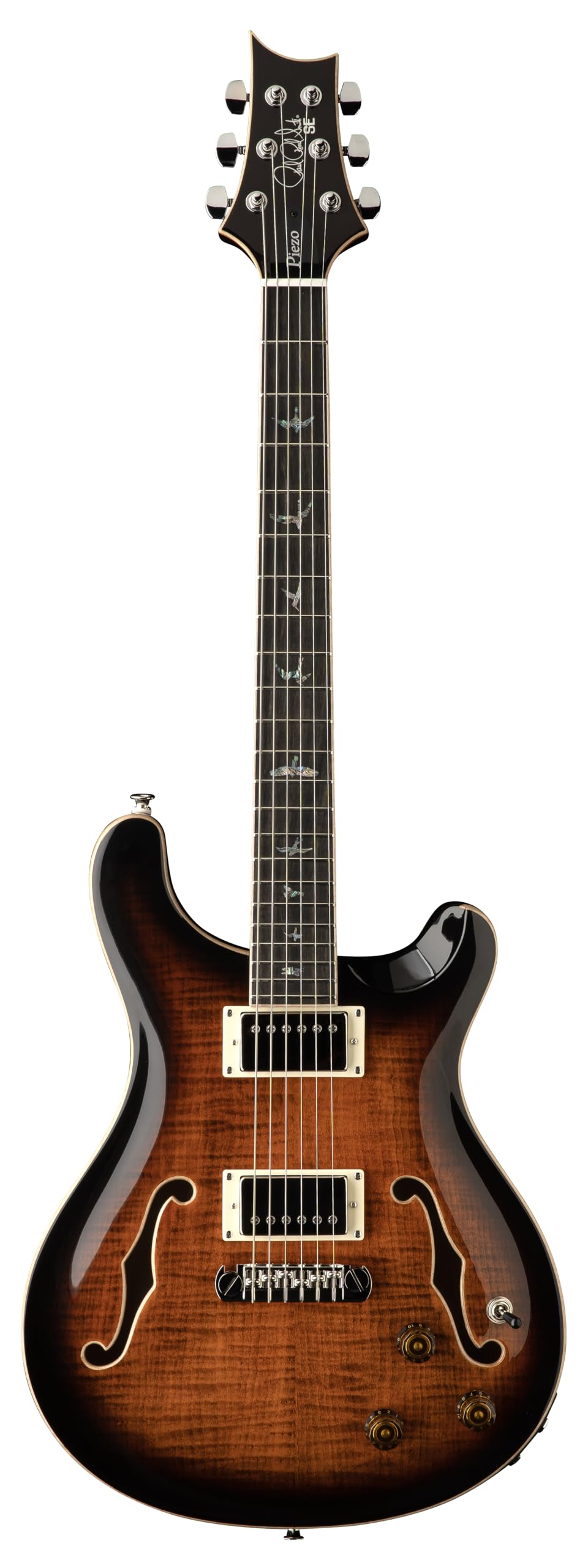 Piezoeléctrico PRS SE Hollowbody II, ráfaga de humo de tigre naranja