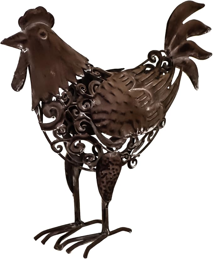 east2eden Antique Brown Metal Chicken Garden Animal Ornament Statue