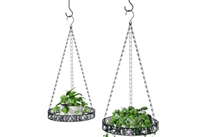Dobyusf Hanging Planters for Indoor Plants, Modern Plant Hanging Basket Pot Holder with Ceiling Hook for Indoor Outdoor - 2 Pack