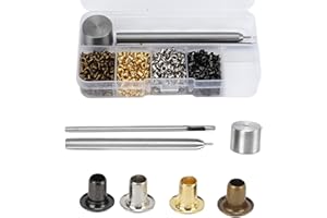 Agatige 800PCS Metal Grommet Kit, 2mm Mini Grommets Copper Metal Grommet Kit Grommets Eyelets with 3pcs Install Tool Kit and Storage Box for Shoes Clothes Crafts Bag DIY Project, 4 Colors
