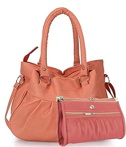 Bizarre Vogue Stylish Women Handbag with Wallet Combo (Peach, BV1192)