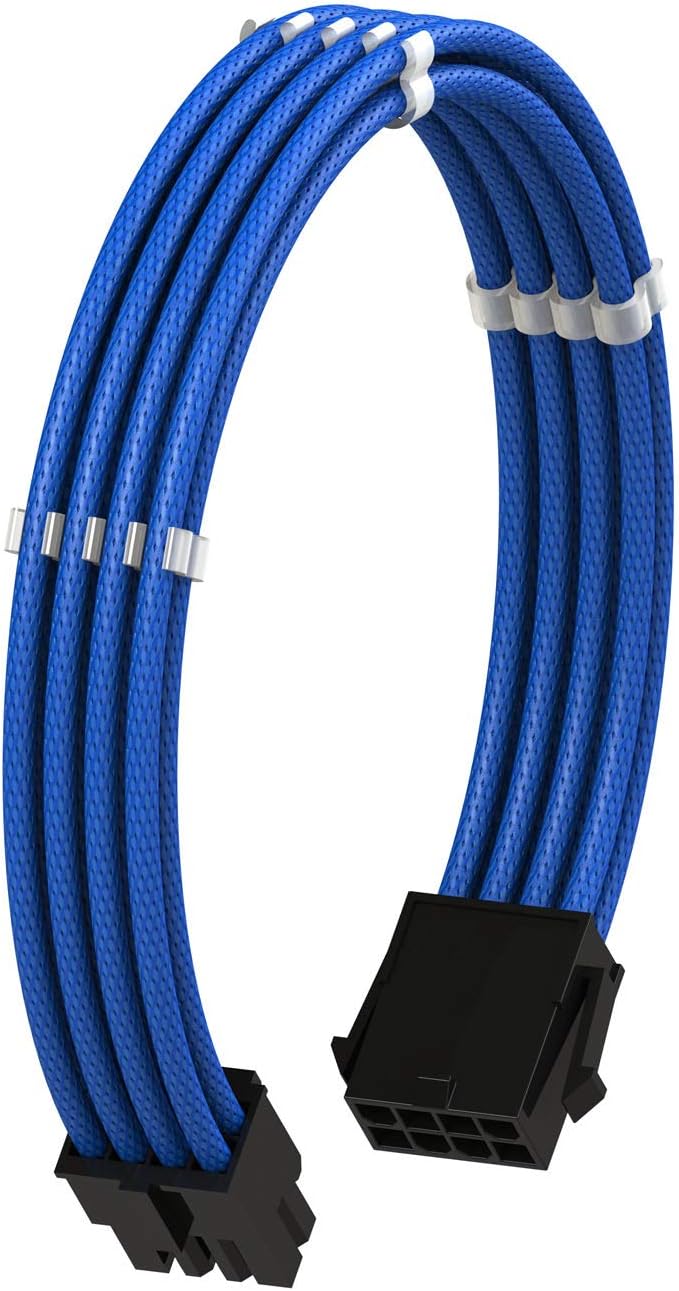 LINKUP - AVA 30cm EPS 8 Pin (4+4) CPU ATX Motherboard PSU Power Supply Braided Sleeved Custom Mod PC Extension Cable w/Combs
