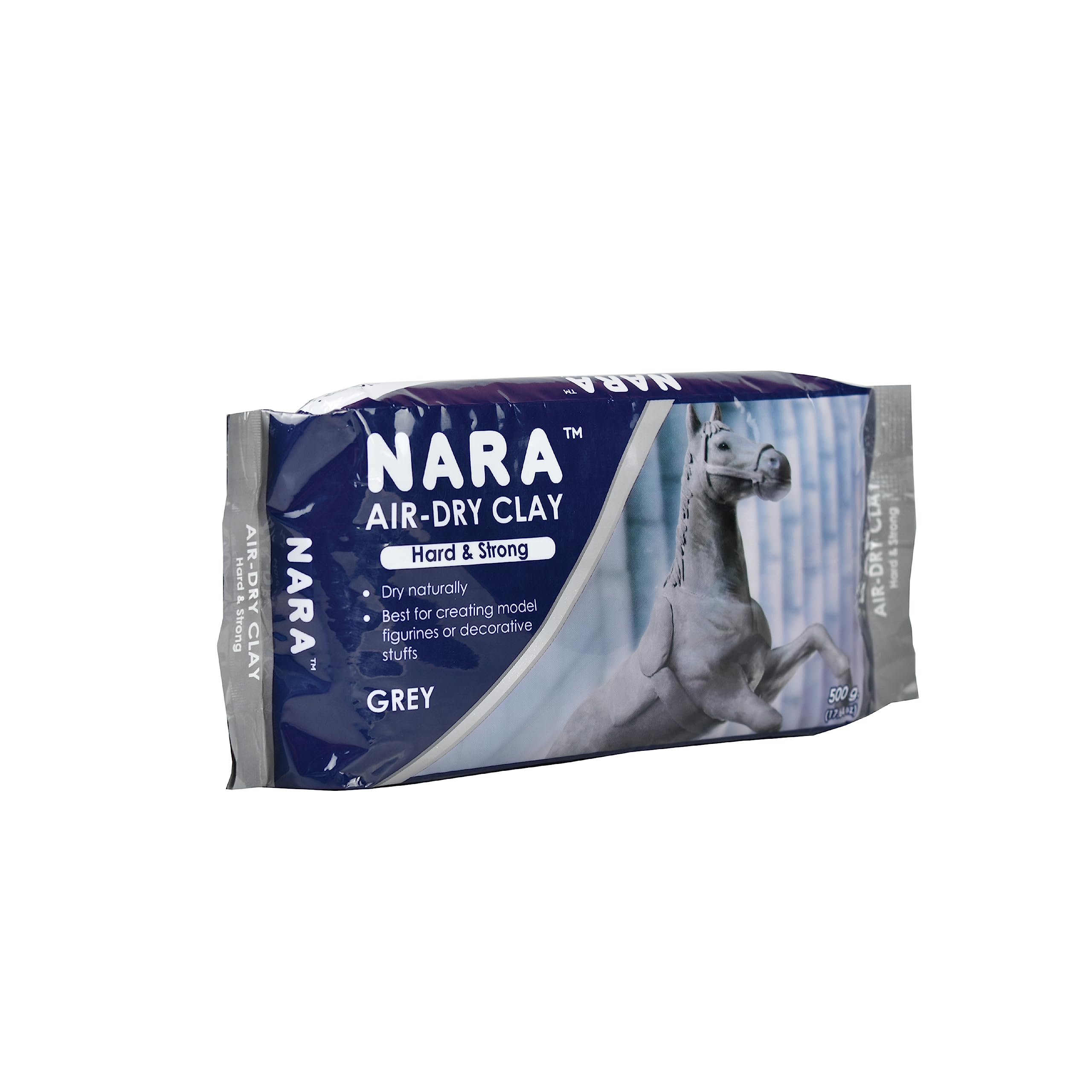 NARA Air-Dry Clay (Hard & Strong), 500g. (1.1 lbs.) Block, for Sculpting and Coating - Easy to Use (Grey)
