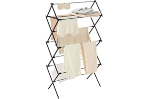 SONGMICS Foldable Clothes Drying Rack, Laundry Drying Rack, Clothes Airer, Steel Frame, 37 x 75 x 135.1 cm, Easy Assembly, In