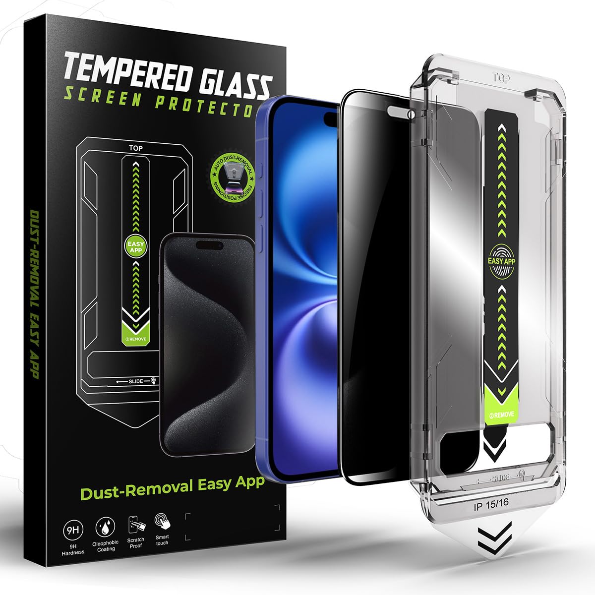 Photo 1 of 2 Pack Matte Privacy Screen Protector for iPhone 16/iPhone 15, Anti-Glare Display Filter, 9H Tempered Glass, Full Coverage, Anti-Fingerprint, Auto Dust-Elimination, No Bubble, Easy Installation