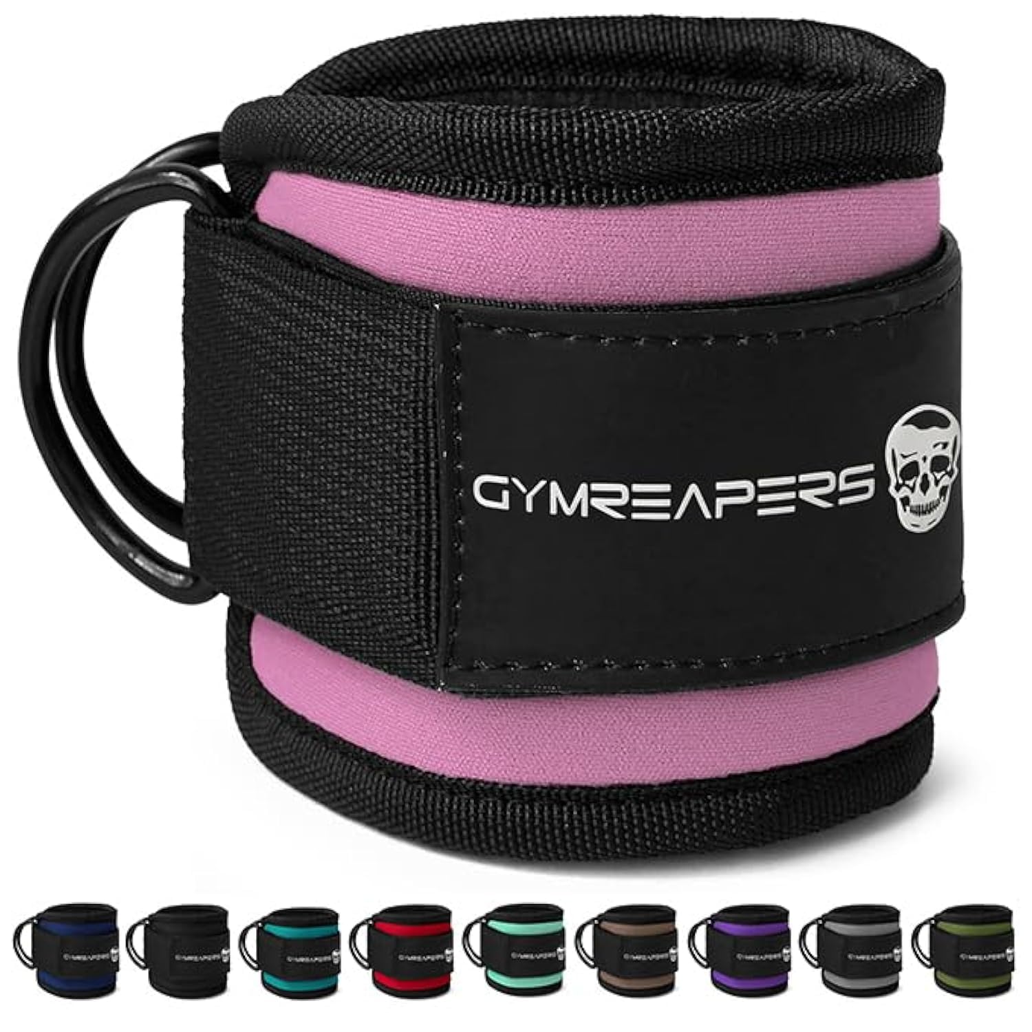 Gymreapers Ankle Straps (Pair) For Cable Machine Kickbacks, Glute Workouts, Lower Body Exercises - Adjustable Leg Straps with Neoprene Padding (Pink, Pair)
