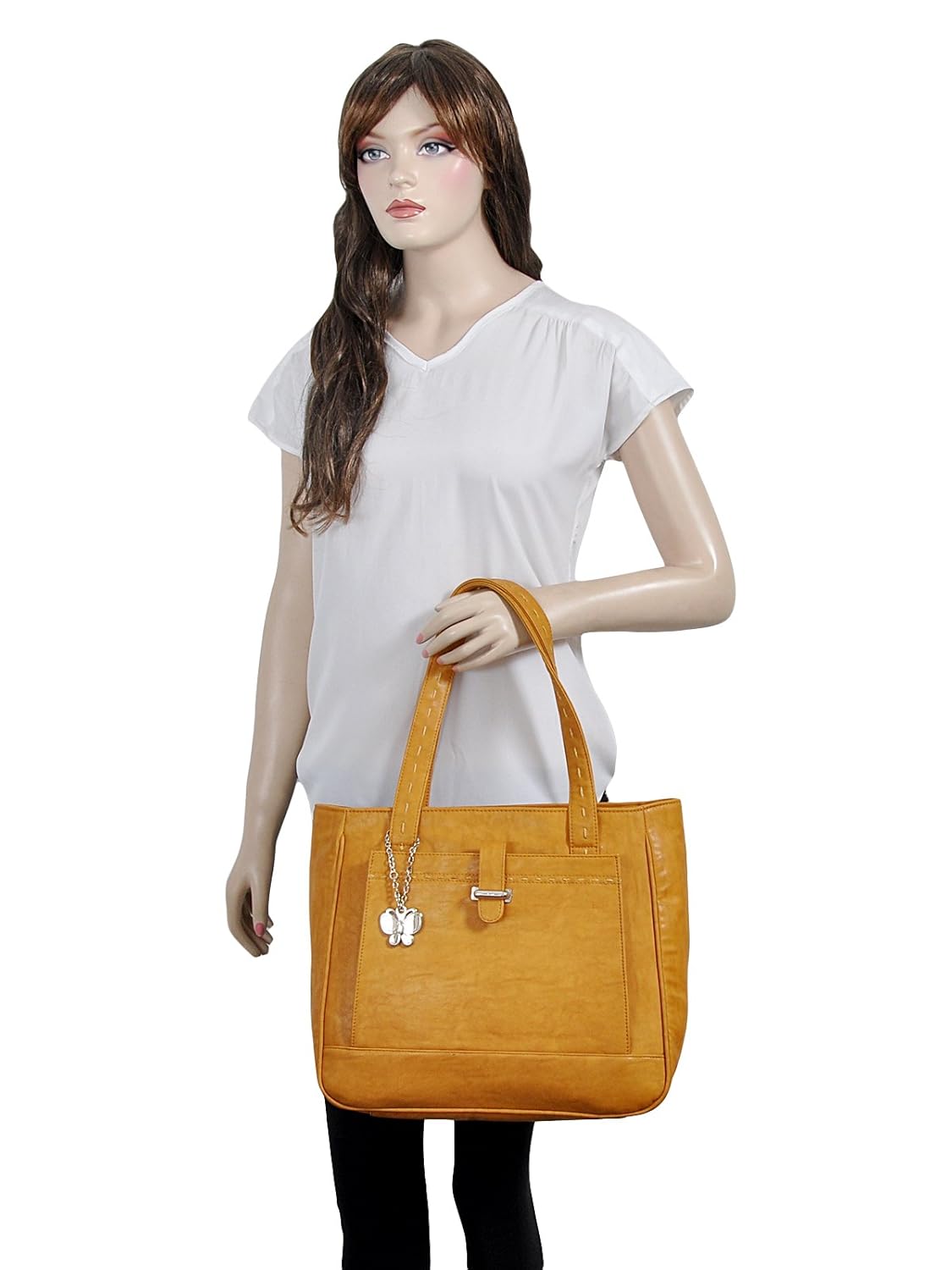 butterflies women's handbag (mustard) (bns bs008msd)