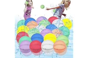 ENTTGO 24 Pcs Water Balloons, Reusable Water Balloons,Water Balls for Kids, Soft Silicone Water Balloons Quick Fill, Kids Adults Water Games Outside Summer Fun Party