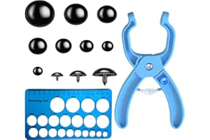 GEOCCI Safety Eye Tool Auxiliary Tool for Attaching Safety Eyes for Crocheting with 160 PCS Safety Eyes for Amigurumi and 10-30mm Safety Eye Sizer Tool（Blue）