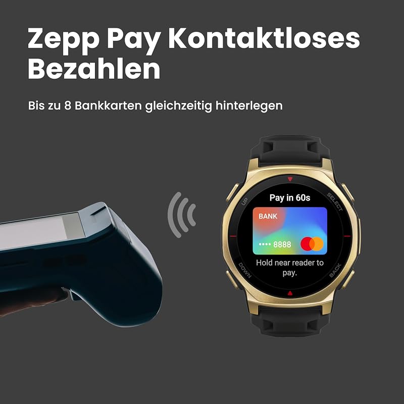T-Rex 3 Pro Outdoor Smartwatch 44 mm Saphir-AMOLED, Taschenlampe, Titanlünette, Dual-Band GPS, Offline-Karten, bis zu 17 Tage Akku, 10 ATM, 180+ Sportmodi, Android & iPhone, Arktisches Gold