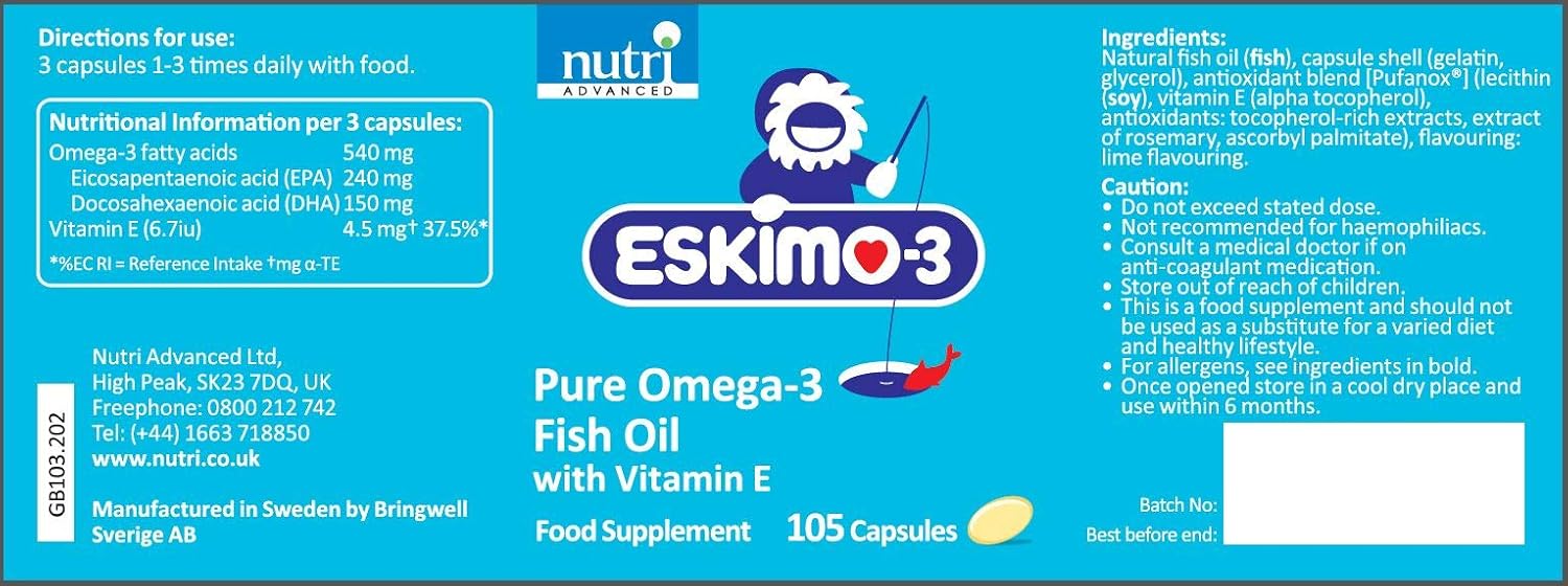 Eskimo-3 Fish Oil by Metagenics - Source of Omega-3 and Essential Fatty Acids EPA & DHA - Brain, Vision & Heart - 105 Mini Capsules - Image 3