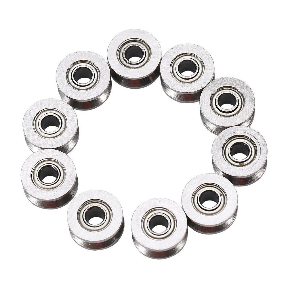TOPINCN 10Pcs U624ZZ Deep U Groove Ball Bearing, Carbon Steel Guide Pulley Bearings Double Shielded for Rail Track Linear Motion System 4 x 13 x 7mm