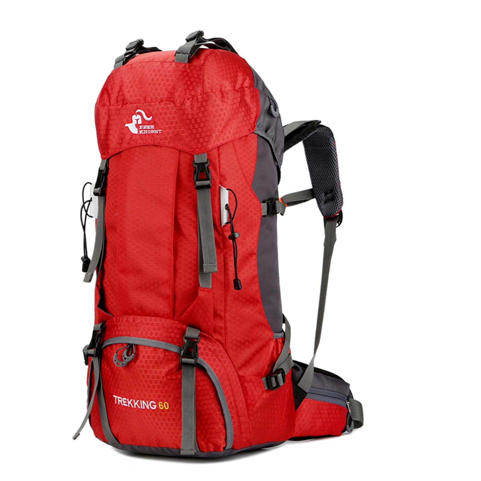 knight 60L Waterproof Backpack, Ultralight Packable Climbing Fishing Travel Backpack Daypack, Handy Foldable Camping Outdoor Backpack Bag with Rain Cover - Red -