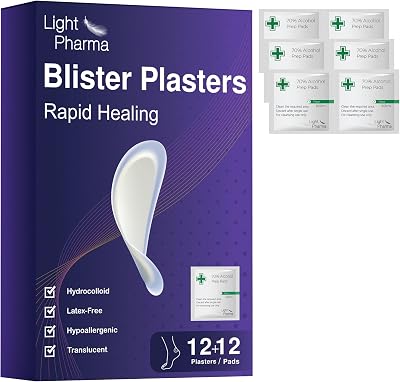 Light Pharma Blister Plasters for Feet 12 Hydrocolloid Plasters Latex-Free