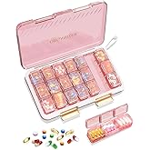 Pill Organizer 3X a Day, Large 7 Day Pill Box 3 Times a Day Portable for Family/Travel Medicine Case for Vitamins, Fish Oil and Supplements(Pink)