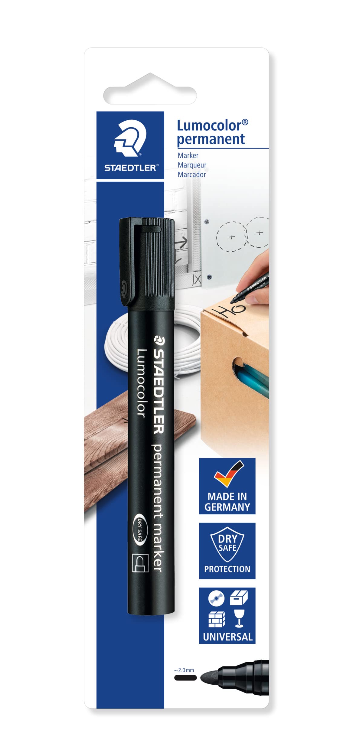 Staedtler 352 9 BKDA Bullet Tip Permanent Marker Refillable Blister Card Pack of 1, Black
