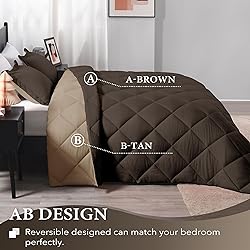downluxe King Size Comforter Set - Brown and Tan