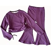 Kidinix Toddler Girls Clothes Kids 2 Piece Outfits Long Sleeve Top & Bell Bottom Pants Cute Girl Fall Winter Clothing Set