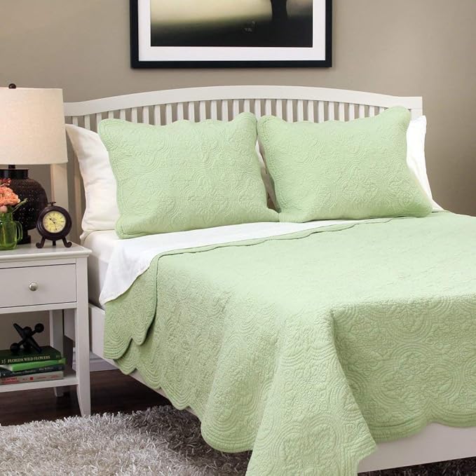 OS 2Piece Twin Quilt Set, Vintage Solid Color Abstract