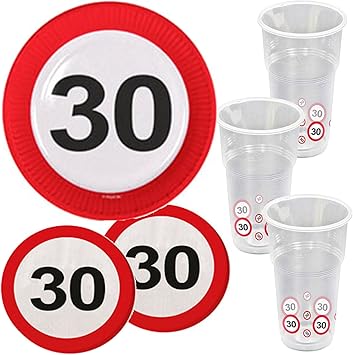De Fete Kit Anniversaire 30 Ans Avec Panneau De Signalisation De 39 Pieces Design