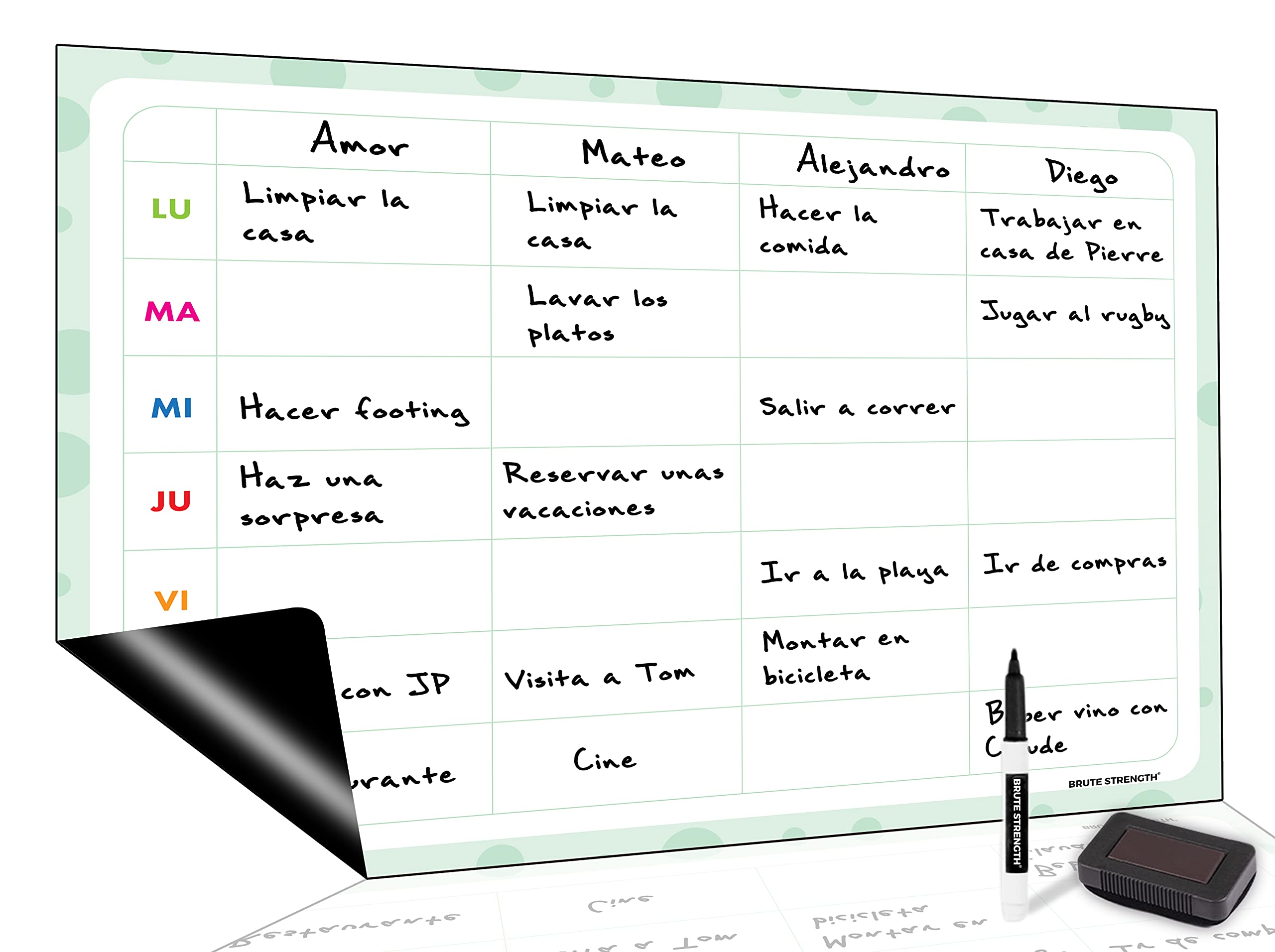 Brute Strength - Magnetic Weekly Planner Whiteboard - A3 - Plantboard - Family Planner - To-Do Planner