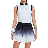 AFZ Women's Two Piece Tennis Skirt Sets Polo Sleeveless Ombre Pleated Pickleball Golf Outfits with Shorts and Pockets