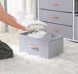 Nicehill Tall Chest of Drawers Fabric Dresser 5 Drawers Grey White view 9