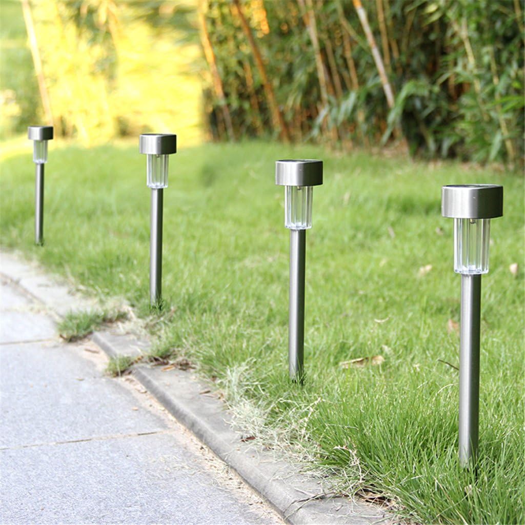 Winchance Solar LED Pathway Lights Stainless Steel Solar Stake Lights Waterproof,12 Packs Silver