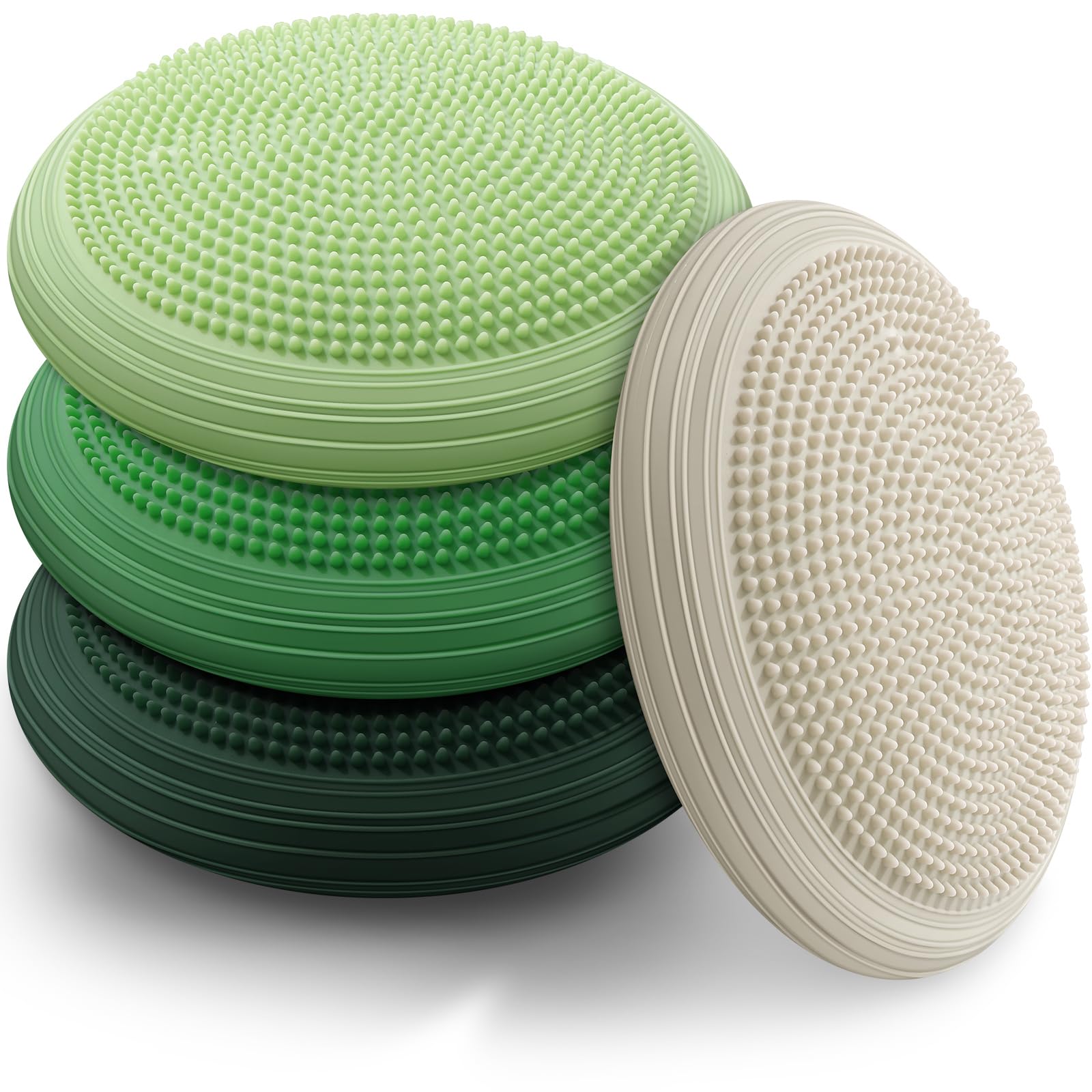 Photo 1 of Libima 4 Pcs Wiggle Seat Inflated Wobble Cushion for Sensory Kid 13 Inches Balance Disc Flexible Seating for Classroom Sensory Pad for Chair Wiggle Cushion with Needle Pump(Forest Color)