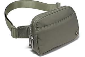Pander Everywhere Belt Bag for Women, 5 Zipper Pockets RPET Polyester Crossbody Fanny Pack Purse (Grey Sage).