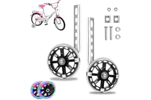Bike Training Wheels, Bicycle Auxiliary Wheel Kit, Children's Riding Flash Silent Stabiliser, Compatible for Bikes of 12-20 I