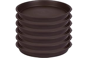 Angde Plant Saucer 12 Inch, 6 Pack of 12 inch Plant Saucers, Heavy Duty Plastic Plant Tray for Pot 11", Plant Saucers for Indoors Round, Flower Pot Saucers for Planter 11-12" (Chocolate Brown)
