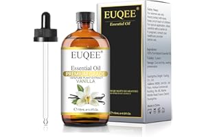 EUQEE Vanilla Essential Oil 118 ml Premium Vanilla Oil with Glass Dropper, Great for Diffusers, Aromatherapy, Candle Making, DIY Soap - 4Fl.Oz