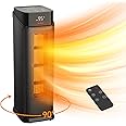 BREEZOME Space Heater Indoor, 1500W PTC Electric Heaters for Home with Thermostat & 90° Oscillating, 24H Timer, Quiet Ceramic Tower Heater, Portable Safety Room Heater with Remote for Bedroom Office