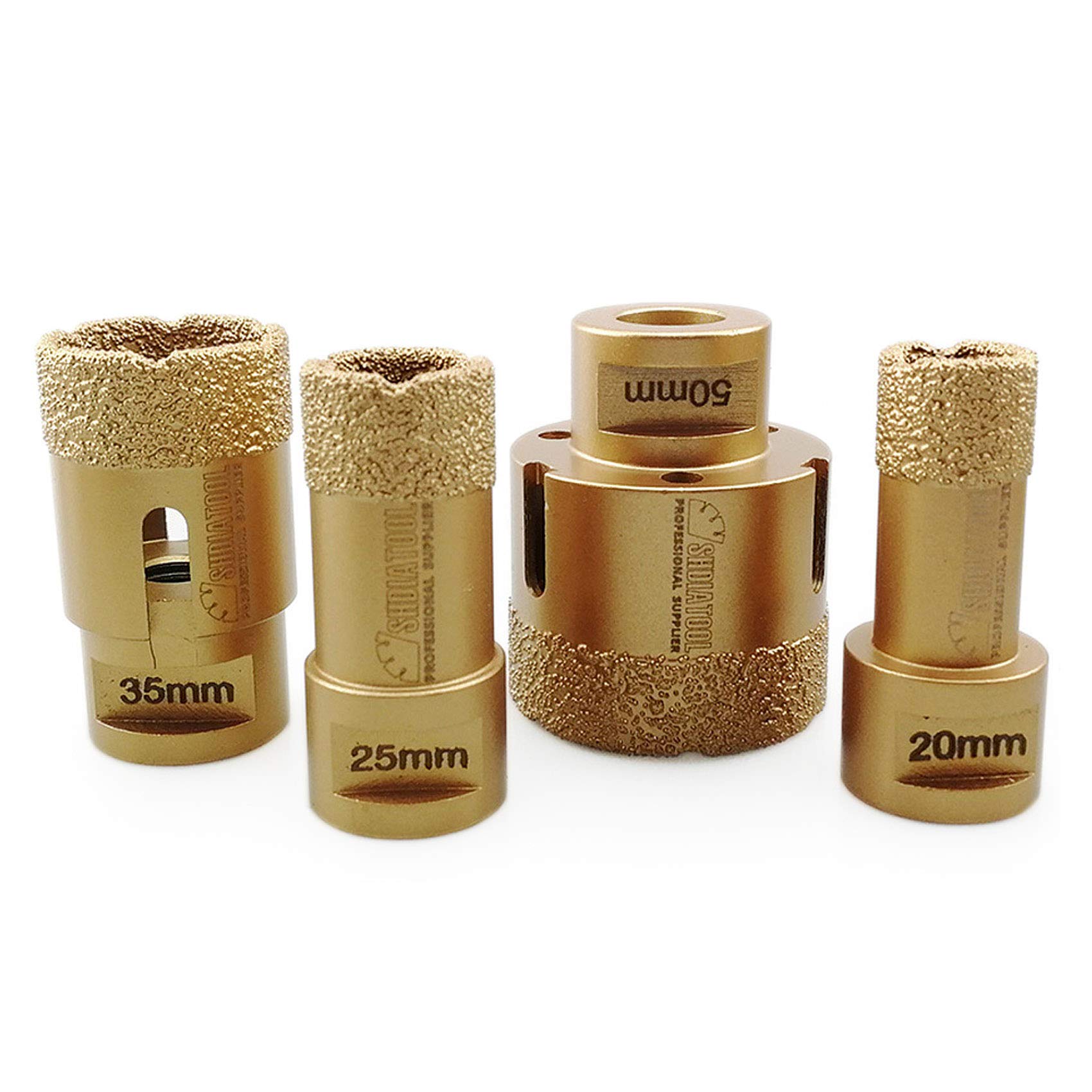 SHDIATOOL Dry Diamond Drill Core Bits 4pcs/Set for Porcelain Tile Granite Marble Dia 20/25/35/50mm