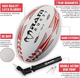 Ram Rugby Squad Trainer Rugby Ball Size 5 – Hand Stitched 3-Ply, 3D Grip view 2