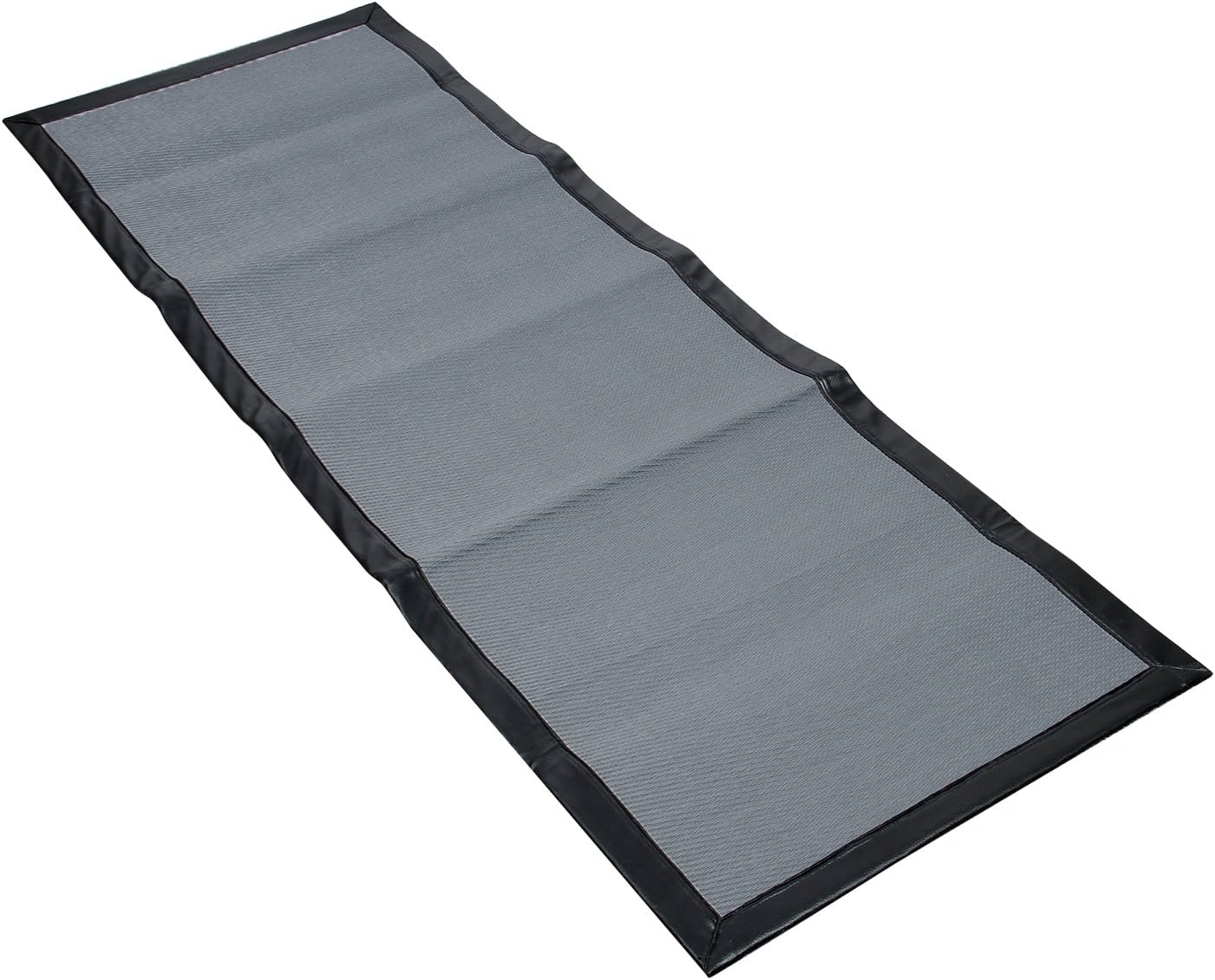 Grey Runner with Black Faux Leather Border Rectangular 2x6 Rug Indoor or Outdoor